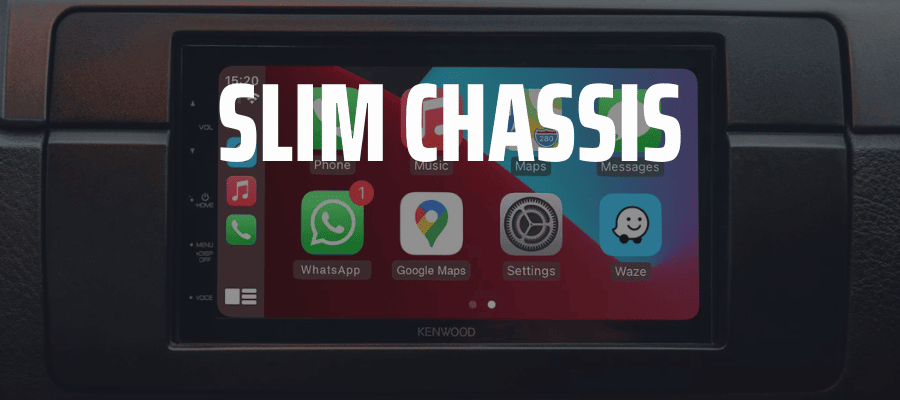 Slim and short chassis touchscreen car stereos with Apple CarPlay, Android Auto, DAB and Bluetooth