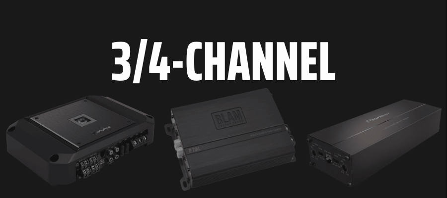 3/4-channel amplifiers powering front and rear speakers
