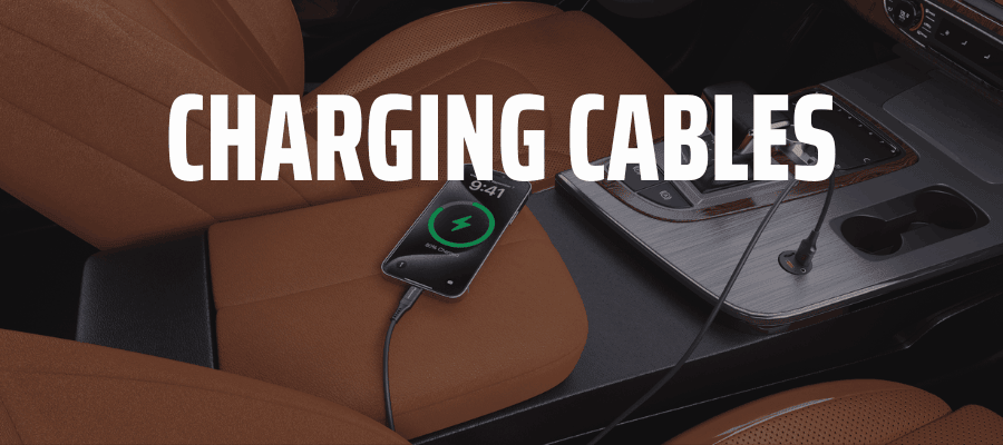Range of charging cables from InCarTec, Pioneer and other trusted brands including USB-A, Lightning and USB-C options for in-car and mobile device charging