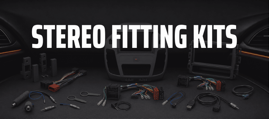 Vehicle-specific car stereo fitting kits with fascia panels, wiring interfaces and aerial adaptors