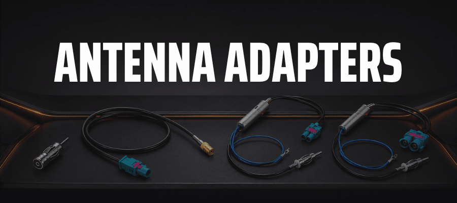InCarTec car stereo aerial adapters with Fakra, DIN, ISO, SMB and phantom-power connections
