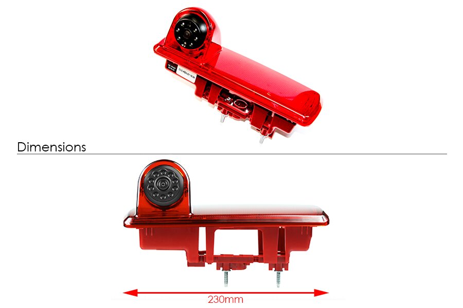 Renault Trafic Vauxhall Vivaro Nissan NV300 brake light reversing camera dimensions