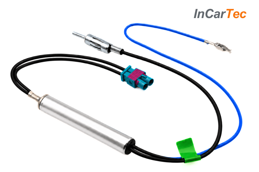 Double FAKRA to Male DIN Aerial Adapter with 12V Phantom Power