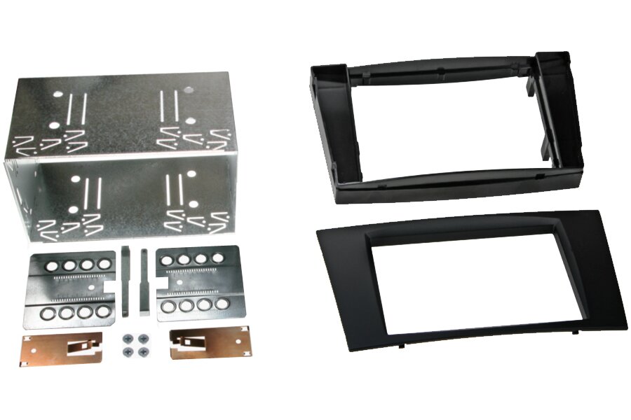Mercedes CLS (05-10) E-Class (02-08) Double DIN (PRO FIT) audio fascia radio cage kit (MATT BLACK)