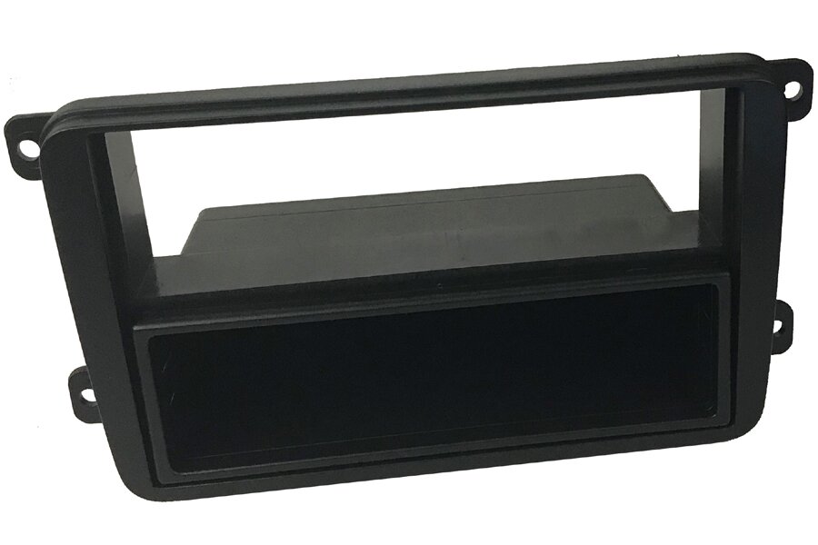 Volkswagen, Seat, Skoda Single/Double DIN audio fascia adapter with removable pocket (MATT BLACK)
