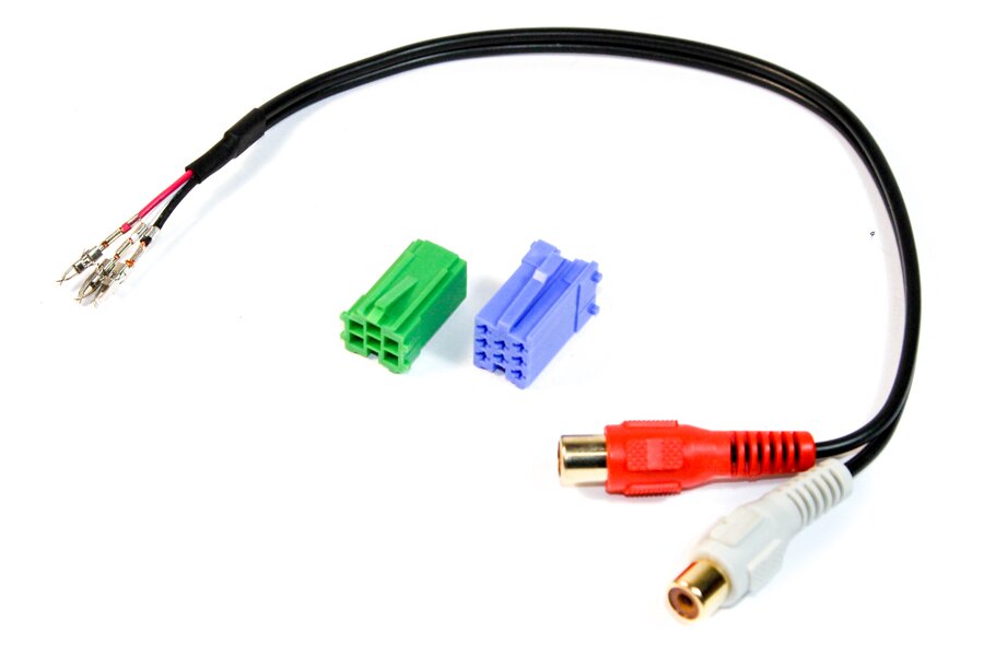 Universal AUX in cable (Mini ISO connector to RCA phono sockets)
