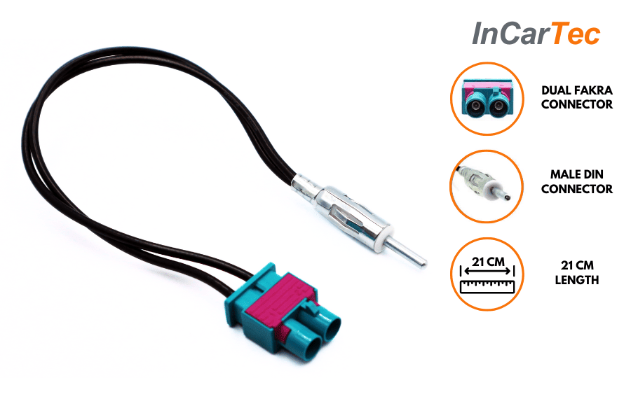 Dual/ Double Male Fakra to Male DIN antenna adapter cable (Non amplified systems) 