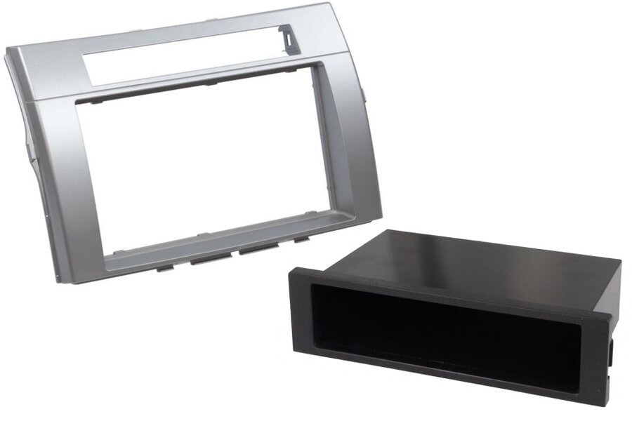 Toyota Corolla Verso (2004-2009) Single/Double DIN car audio fascia removable pocket (SHINY SILVER)