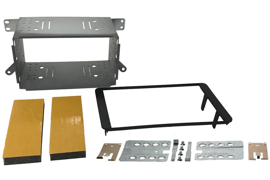 Toyota Hilux (2005-2015) WITH OEM NAVIGATION Double DIN car audio fascia radio cage kit (MATT BLACK)