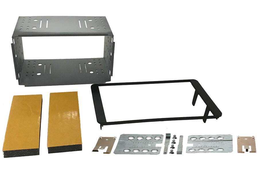 Toyota WITH OEM NAVIGATION Double DIN car audio fascia adapter panel and cage kit (MATT BLACK)