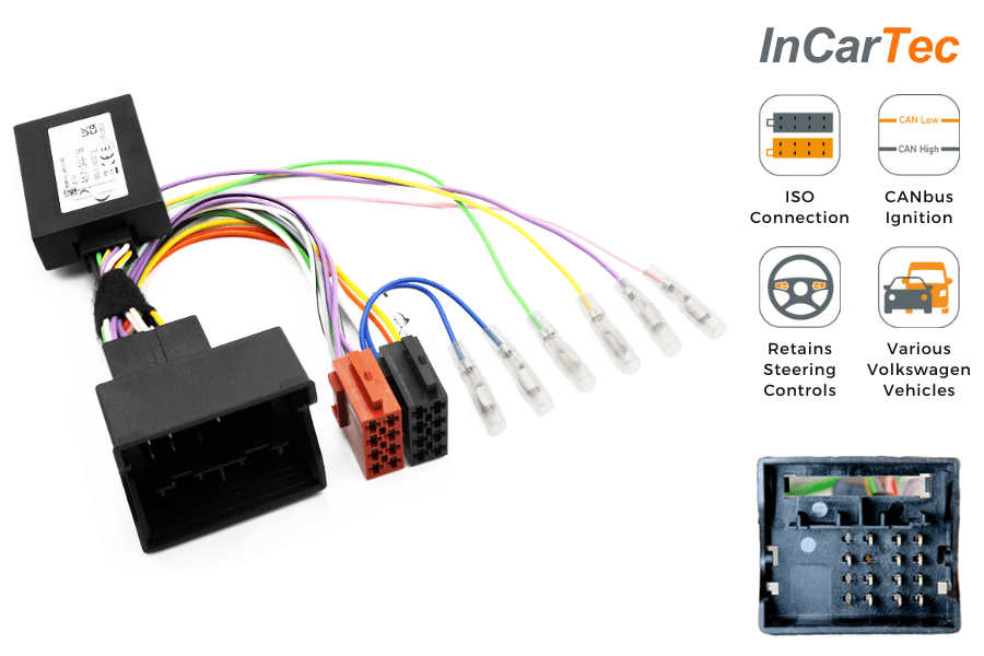Volkswagen Steering Wheel Control and amplifier interface (White Instrument Cluster Display)