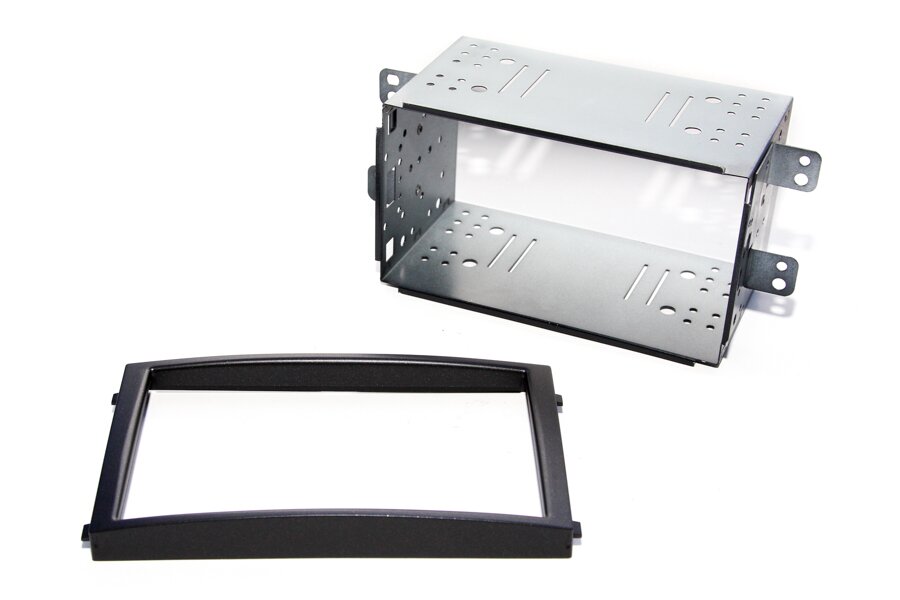 Ssangyong Rexton (2003 - 2013) Double DIN car radio adapter cage and trim kit (MATT BLACK)