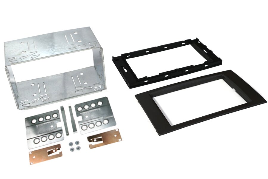 Ford (6000CD SQUARE RADIO) FLUSH FIT Double DIN car audio fascia radio cage kit (MATT BLACK)