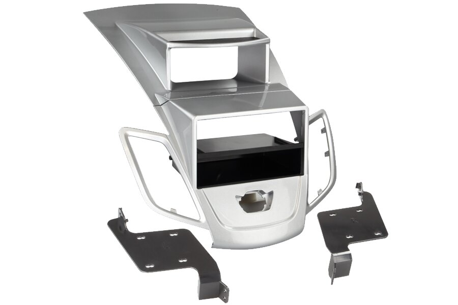 Ford Fiesta Mk7 (2008-2018) WITH DISPLAY Single/Double DIN car radio fascia adapter (SILVER)