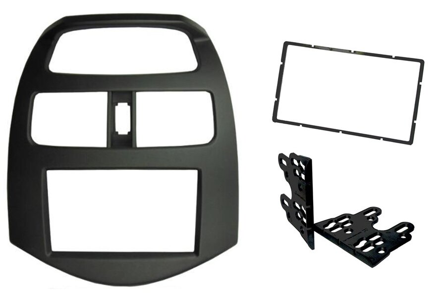 Chevrolet Spark 3rd Gen (M300) (2011-2015) Double DIN car audio fascia adapter (MATT BLACK)
