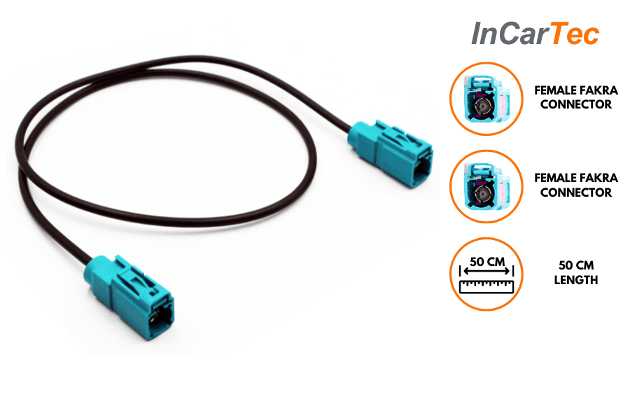 50cm female Fakra to female Fakra in car radio antenna extension cable