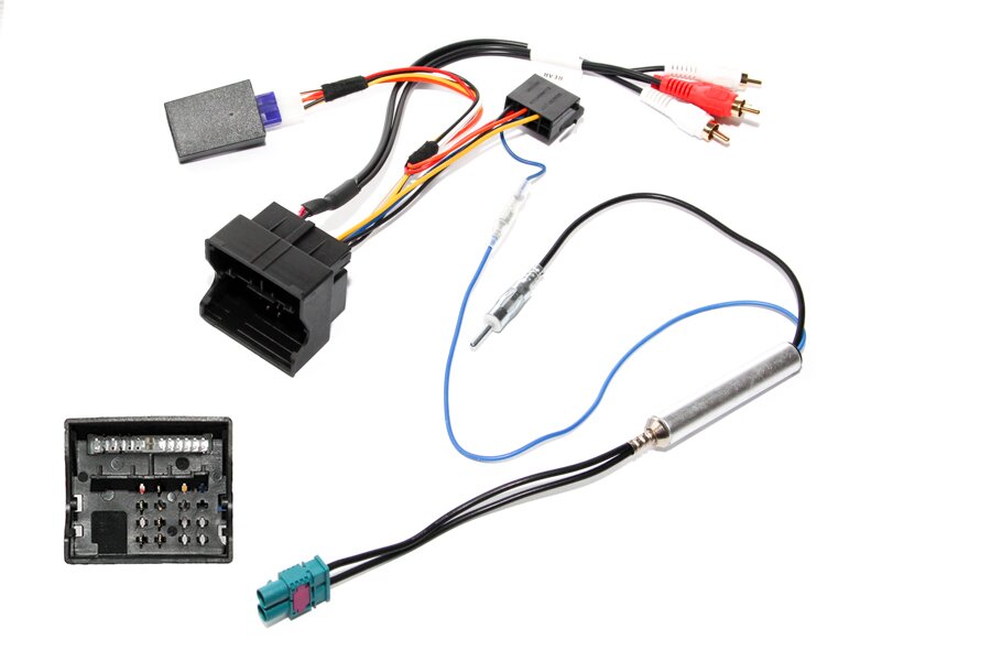 Audi Quadlock to ISO and PHONO harness adapter with antenna and CAN ignition