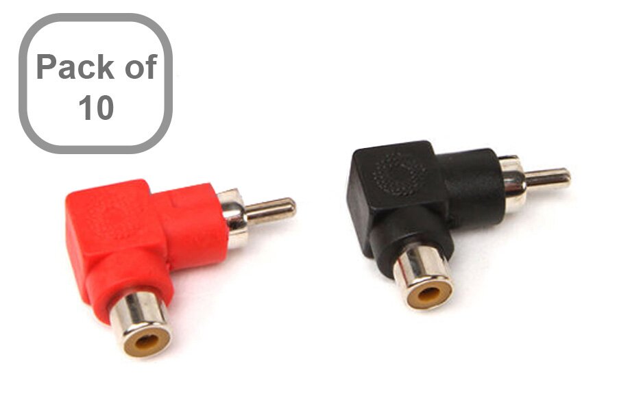 10 X Male to Female Right Angled RCA phono Adapters (10 PACK)