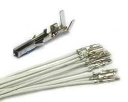 White wires with pre-crimped Molex Minifit receptacle terminals (10 PACK)