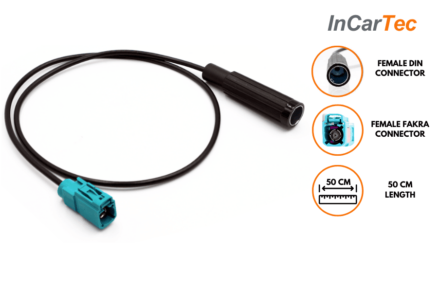 Female Fakra to female DIN antenna aerial adapter cable (50cm)