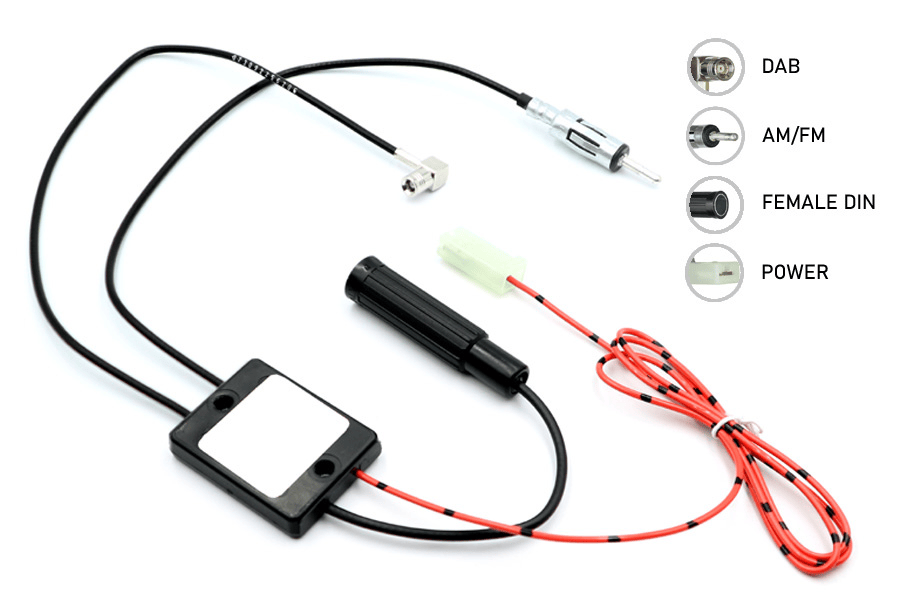 DIN to DAB & FM antenna aerial amplifier splitter/ radio distributor