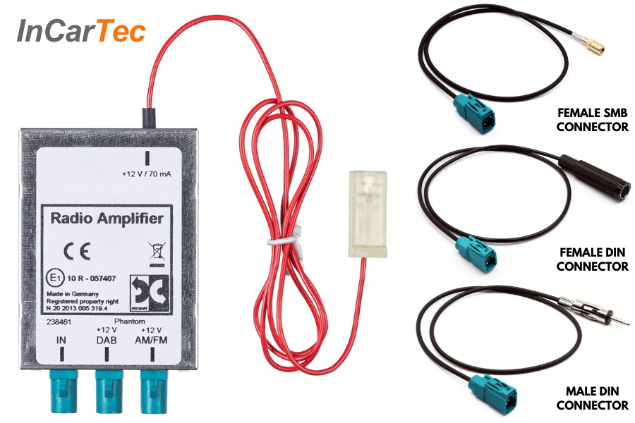 AM, FM, DAB and DAB+ splitter amplifier +15db (For car audio DIN radios)