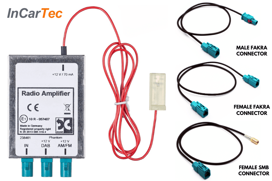 AM, FM, DAB and DAB+ splitter amplifier +15db (For car audio FAKRA radios)
