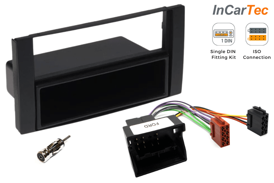 Ford (2002 Onwards) Single DIN car stereo upgrade fitting kit (WITHOUT SWC/ SQUARE RADIO) MATT BLACK
