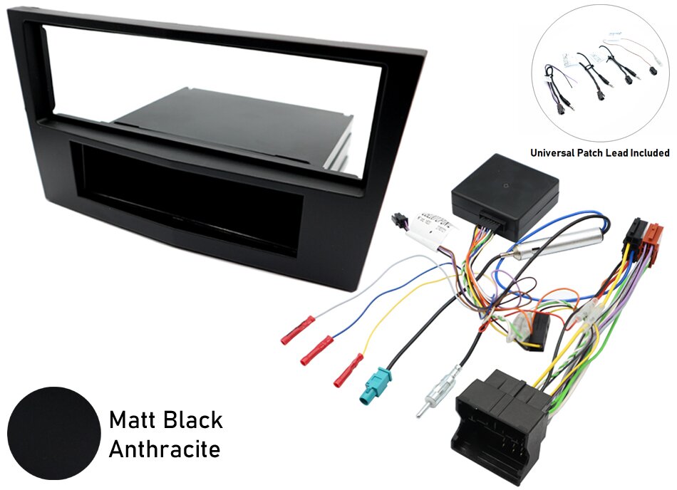 Vauxhall Single DIN car stereo upgrade fitting kit with Steering Controls (MATT BLACK/ ANTHRACITE)