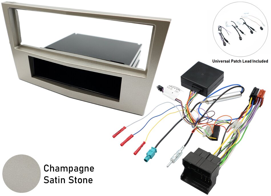 Vauxhall Single DIN car stereo upgrade fitting kit with Steering Controls (CHAMPAGNE BEIGE/ SATIN)