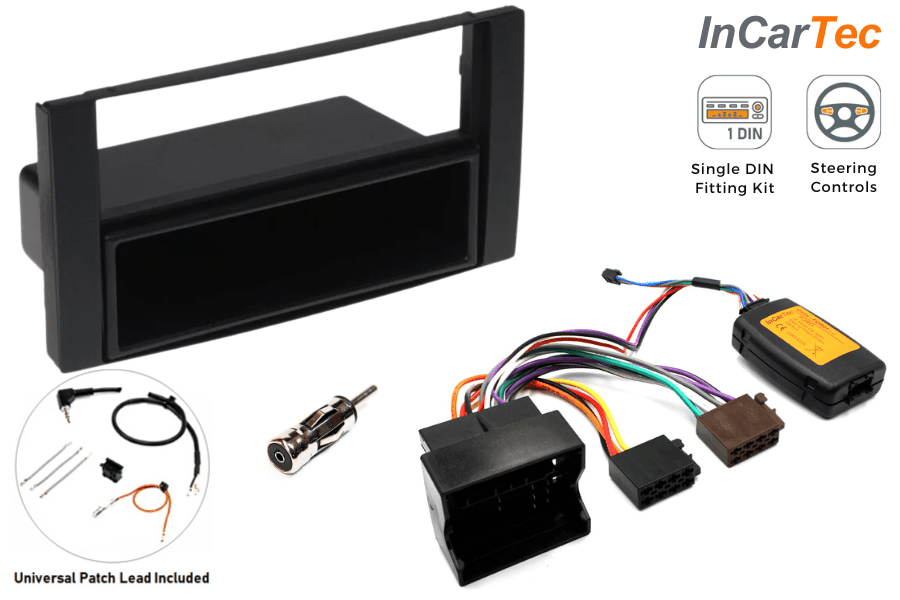 Ford (2002 Onwards) Single DIN car stereo upgrade fitting kit (WITH SWC/ SQUARE RADIO) MATT BLACK