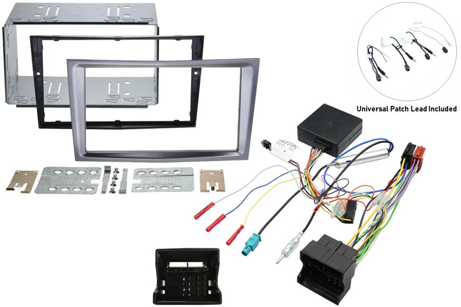 Vauxhall Double DIN car stereo upgrade fitting kit with Steering Controls (CHARCOAL METALLIC)