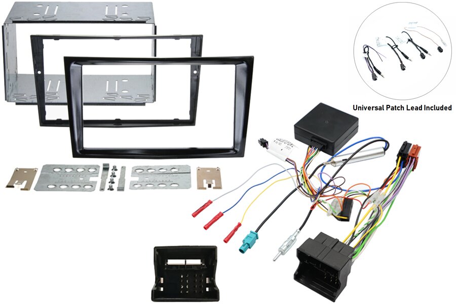 Vauxhall Double DIN car stereo upgrade fitting kit with Steering Controls (PIANO BLACK)
