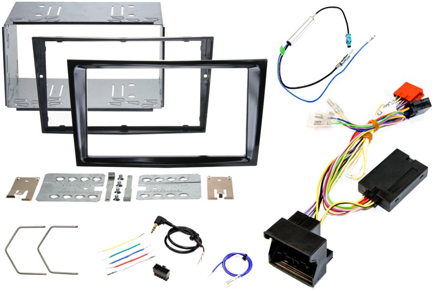 Vauxhall Corsa D Double DIN car stereo upgrade fitting kit with Steering Controls (PIANO BLACK)