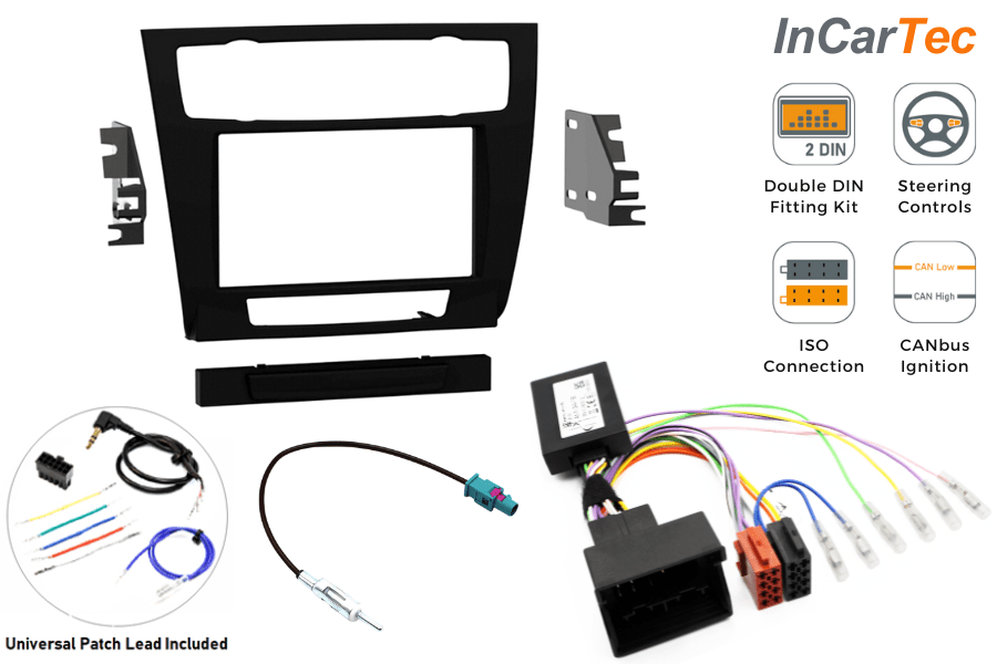 BMW 1-series (E81/E82/E87) Double DIN car stereo fitting kit with Steering controls (AUTO AIR CON)