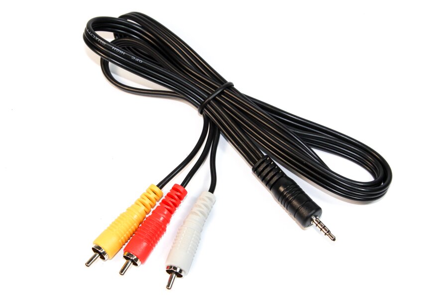 AV lead 3.5mm jack to 3x phono audio and video