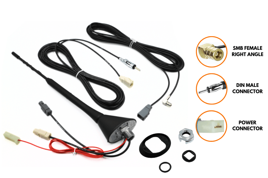 DAB & AM/FM Combiflex car audio roof antenna set with DAB and FM extensions