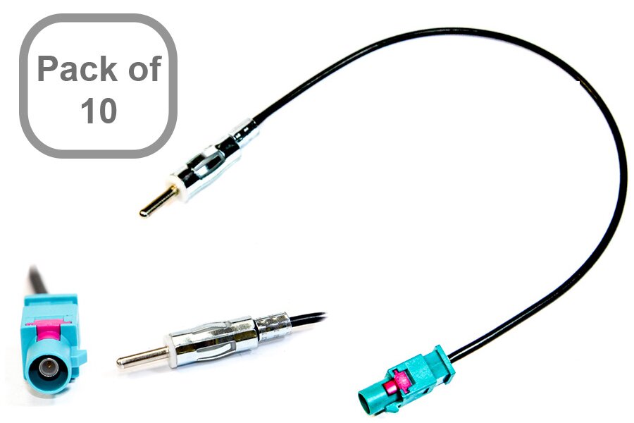 10 x Male Fakra to Male DIN aerial antenna adapter cables (10 PACK)