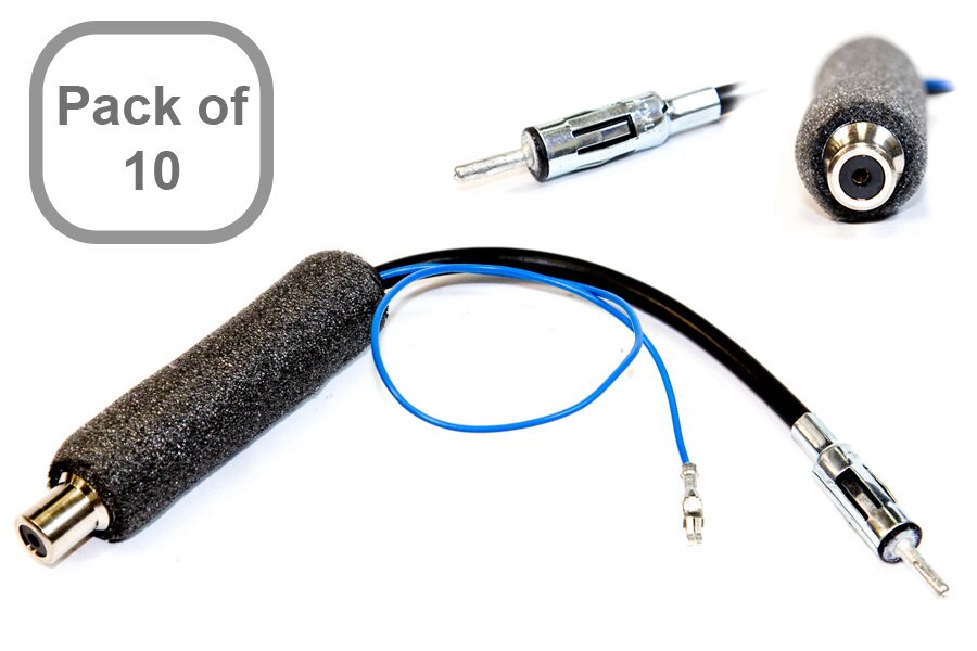 10 x ISO to Male DIN antenna adapter cables (With 12v power feed) 10 PACK