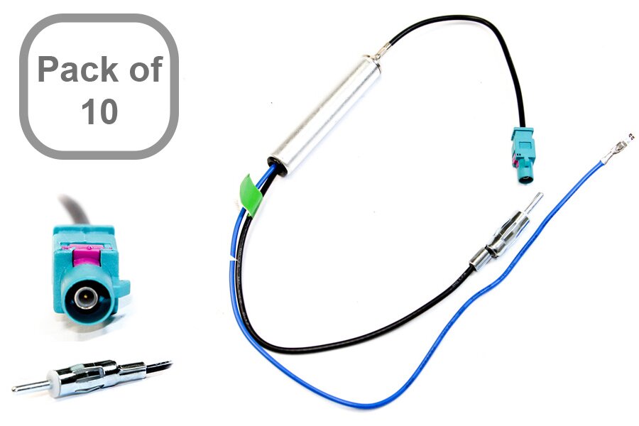 10 x Fakra to Male DIN antenna adapter cables (With 12v phantom power) 10 PACK