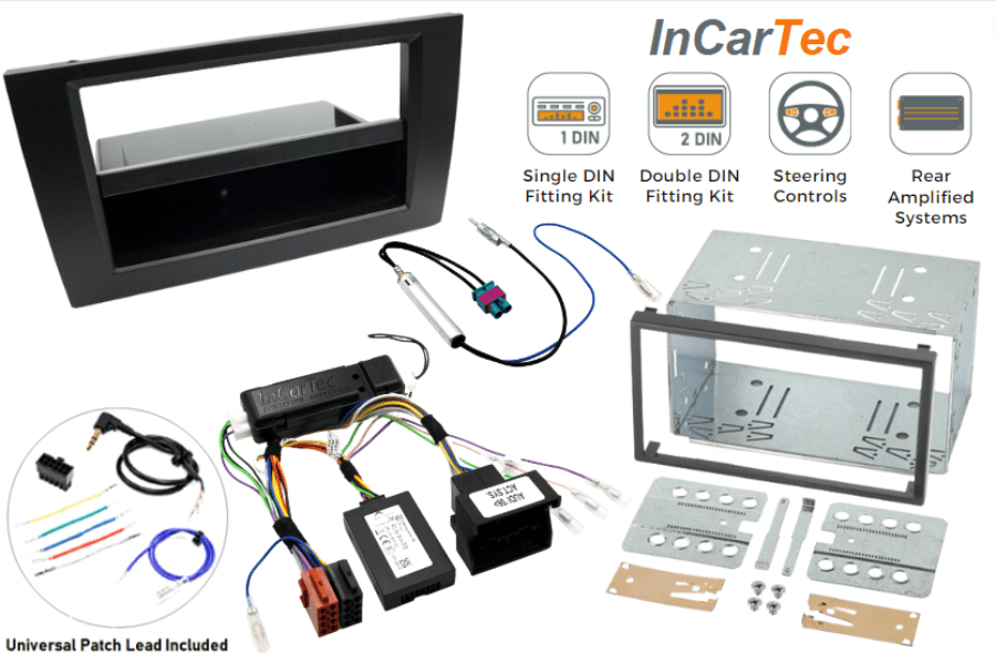 Audi A4 (B7) (2005-2008) Single/Double DIN car stereo fitting kit with CANbus/SWC (REAR AMPLIFIED)