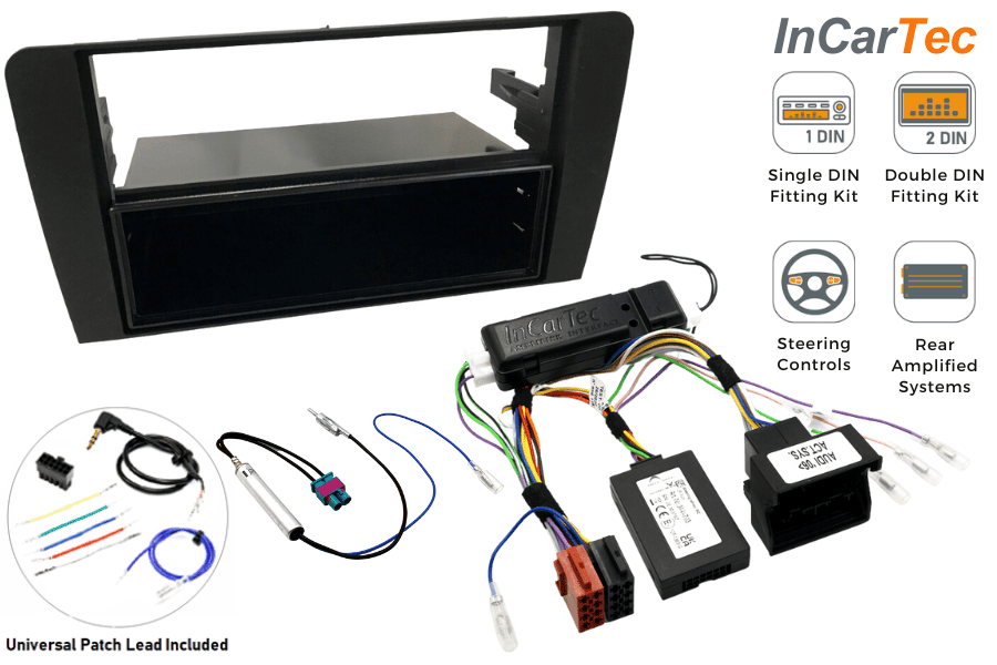 Audi A3 (8P) (2006-2013) Single/Double DIN fitting kit with CANbus/SWC (REAR AMPLIFIED)