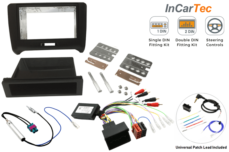 Audi TT 8J (AMPLIFIED) Single/ Double DIN car stereo upgrade fitting kit (WITH STEERING CONTROLS)
