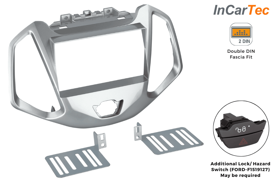 Ford Ecosport (2013-2019) Double DIN car radio fascia adapter panel (GLOSS SILVER)