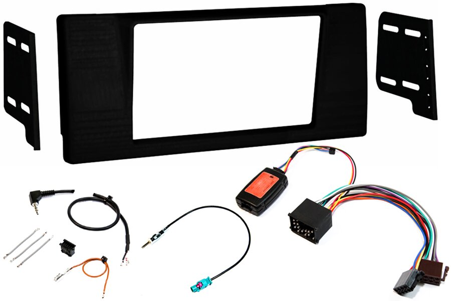 BMW E39 5 Series Double DIN car stereo upgrade fitting kit (ROUND PIN CONNECTION)