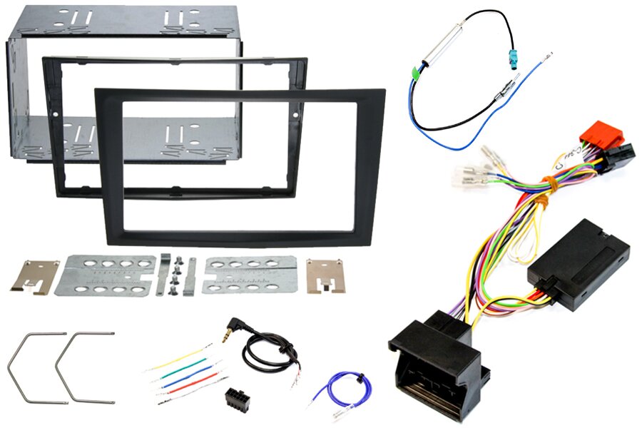 Vauxhall Corsa D Double DIN car stereo upgrade fitting kit with Steering Controls (CHARCOAL)