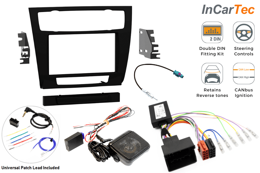 BMW 1-series Double DIN car stereo fitting kit with Steering controls/PDC retention (AUTO AIR CON)