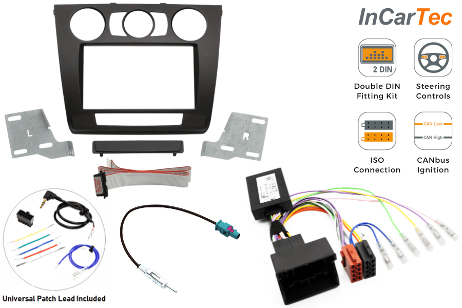 BMW 1-series (E81/82/87/88) Double DIN car stereo fitting kit with Steering controls MANUAL AIR CON