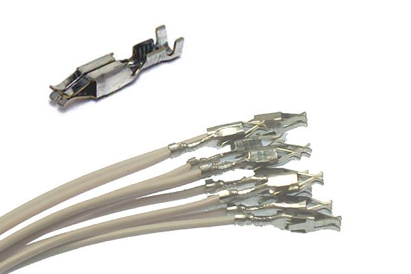 White wires with pre-crimped junior timer receptacle terminals (10 PACK)