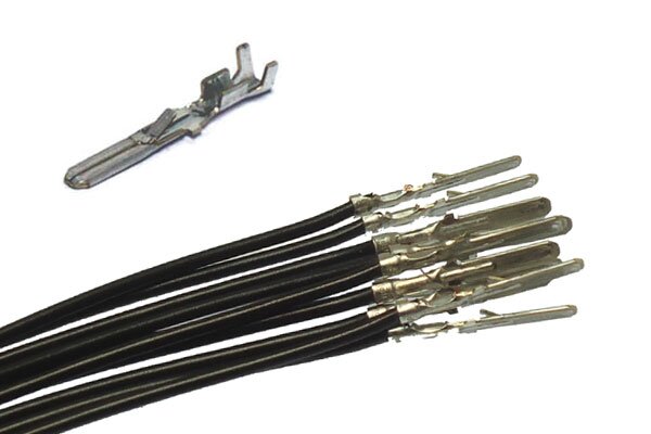 Black wires with pre-crimped junior timer tab terminals (10 PACK)